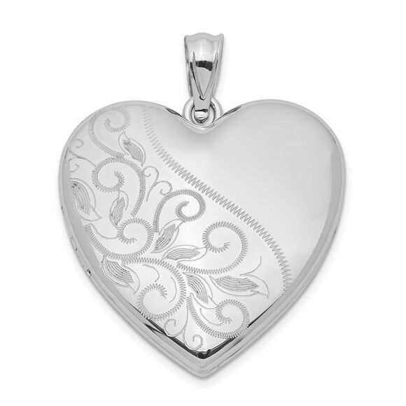 Sterling Silver 24mm Scrolled Heart Family Locket - Picture 1 of 6